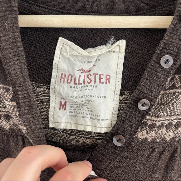 HOLLISTER Y2K 2000’s Bella Swan Fair Isle Twilightcore Brown Short Sleeve Top - Picture 6 of 10